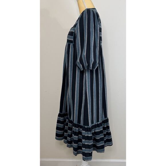 Saint Geraldine Polly Jean Midi Dress Size XS Melbourne Aqua Striped Pockets - Picture 9 of 15